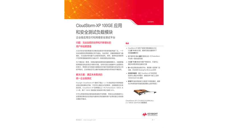 CloudStorm-XP 100GE 应用 和安全测试负载模块